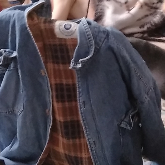 Blue jean jacket Burrylane lined interior size large to xlarge - Picture 1 of 1